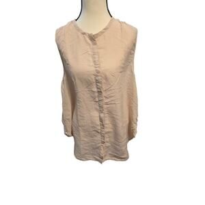 Unsubscribed 100% Silk Button-down sleeveless top